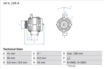 BOSCH 0 986 083 250 - generátor CITROËN FIAT PEUGEOT