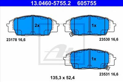 ATE 13.0460-5755.2 - fékbetét HONDA