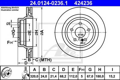 ATE 24.0124-0236.1 - féktárcsa MERCEDES-BENZ