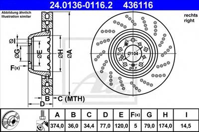 ATE 24.0136-0116.2 - féktárcsa BMW