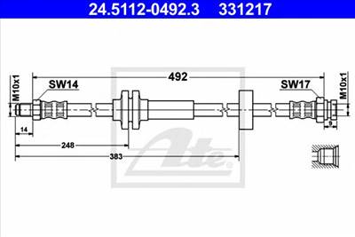 ATE 24.5112-0492.3 - fékcső CITROËN FIAT PEUGEOT