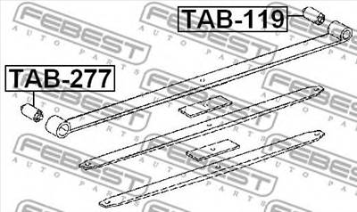 FEBEST TAB-119 - csapágypersely, laprugó ISUZU MAZDA NISSAN NISSAN (ZHENGZHOU) TOYOTA