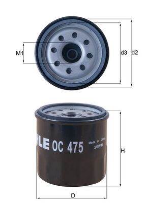 MAHLE OC 475 - olajszűrő AIXAM DACIA KIA MAZDA NISSAN PROTON RENAULT SUBARU