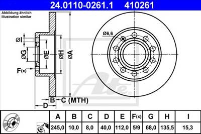 ATE 24.0110-0261.1 - féktárcsa AUDI SEAT
