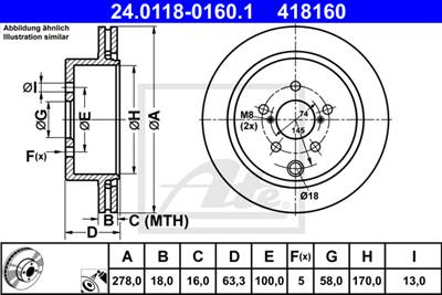 ATE 24.0118-0160.1 - féktárcsa SUBARU