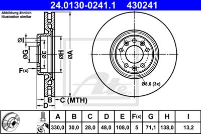 ATE 24.0130-0241.1 - féktárcsa CITROËN DS OPEL PEUGEOT VAUXHALL