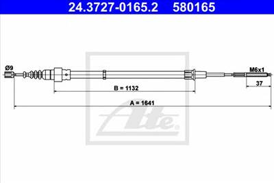 ATE 24.3727-0165.2 - Kézifék bowden SEAT VW