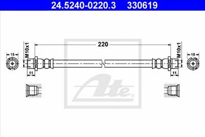 ATE 24.5240-0220.3 - fékcső CHEVROLET OPEL VAUXHALL