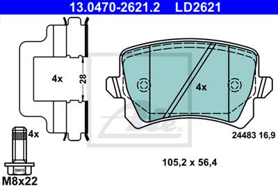 ATE 13.0470-2621.2 - fékbetét SKODA VW