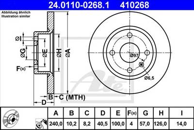 ATE 24.0110-0268.1 - féktárcsa OPEL VAUXHALL