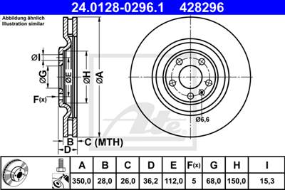 ATE 24.0128-0296.1 - féktárcsa AUDI VW