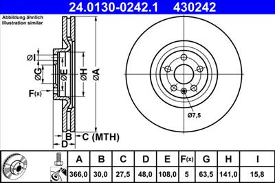 ATE 24.0130-0242.1 - féktárcsa VOLVO
