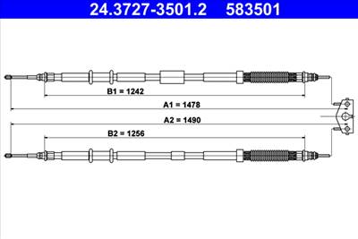 ATE 24.3727-3501.2 - Kézifék bowden OPEL VAUXHALL