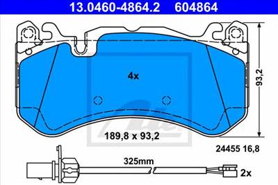 ATE 13.0460-4864.2 - fékbetét AUDI