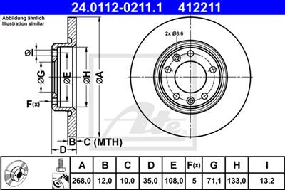 ATE 24.0112-0211.1 - féktárcsa CITROËN DS OPEL PEUGEOT TOYOTA VAUXHALL