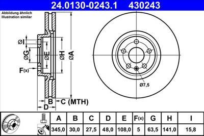 ATE 24.0130-0243.1 - féktárcsa VOLVO