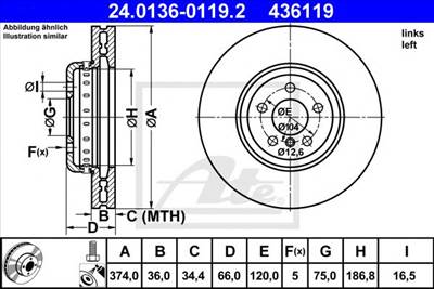 ATE 24.0136-0119.2 - féktárcsa BMW