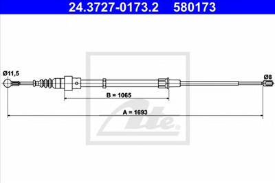 ATE 24.3727-0173.2 - Kézifék bowden AUDI SEAT SKODA VW
