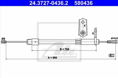 ATE 24.3727-0436.2 - Kézifék bowden MERCEDES-BENZ