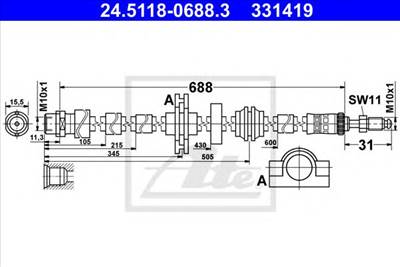 ATE 24.5118-0688.3 - fékcső BMW PORSCHE