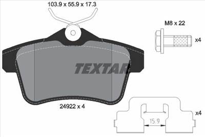 Fékbetét készlet TEXTAR 2492201 for CITROËN, PEUGEOT, DS