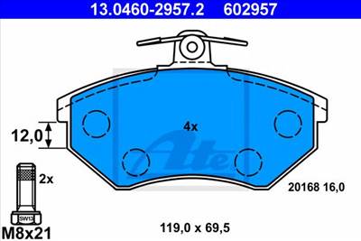 ATE 13.0460-2957.2 - fékbetét SEAT VW
