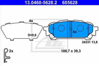 ATE 13.0460-5628.2 - fékbetét SUBARU