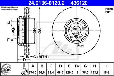 ATE 24.0136-0120.2 - féktárcsa BMW
