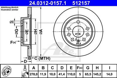 ATE 24.0312-0157.1 - féktárcsa FIAT OPEL SAAB VAUXHALL