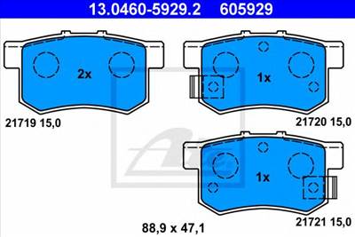 ATE 13.0460-5929.2 - fékbetét FIAT HONDA MG ROVER SUZUKI