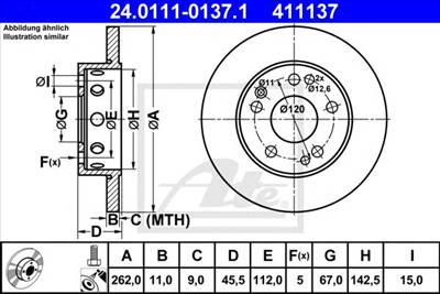 ATE 24.0111-0137.1 - féktárcsa MERCEDES-BENZ