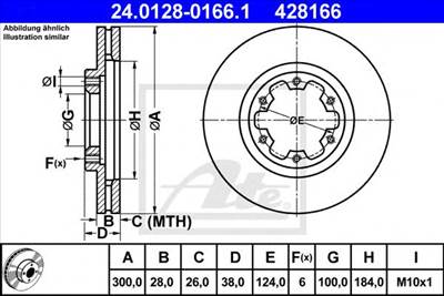 ATE 24.0128-0166.1 - féktárcsa NISSAN