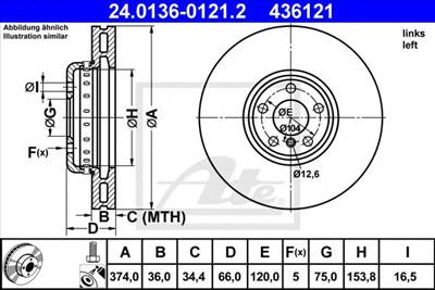 ATE 24.0136-0121.2 - féktárcsa BMW