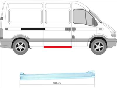Renault Master 2003-2010 - Tolóajtó alatti küszöb jobb (magasság: 14cm)