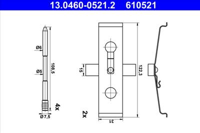 ATE 13.0460-0521.2 - Fékbetét szerelékkészlet AUDI CUPRA SEAT