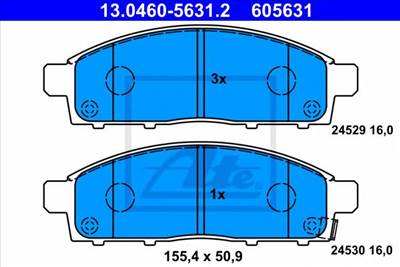 ATE 13.0460-5631.2 - fékbetét FIAT MITSUBISHI