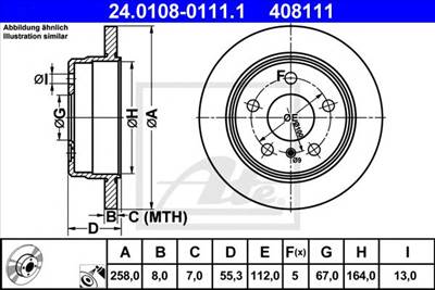 ATE 24.0108-0111.1 - féktárcsa MERCEDES-BENZ