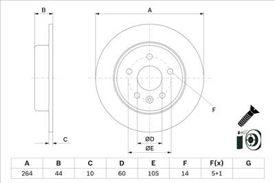 BOSCH 0 986 479 D89 - féktárcsa CHEVROLET OPEL VAUXHALL