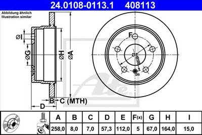 ATE 24.0108-0113.1 - féktárcsa MERCEDES-BENZ
