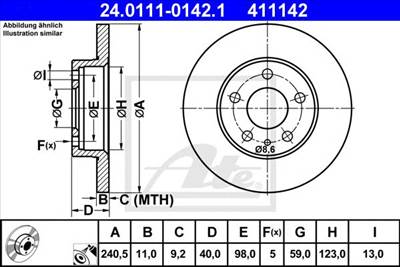 ATE 24.0111-0142.1 - féktárcsa ALFA ROMEO