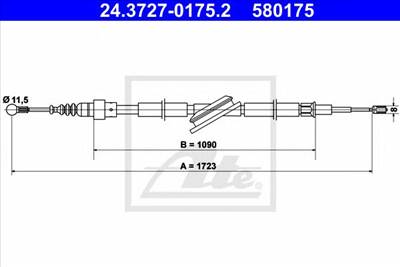 ATE 24.3727-0175.2 - Kézifék bowden AUDI SKODA VW