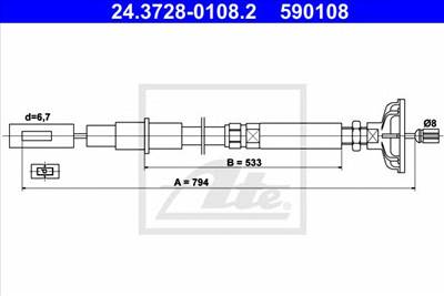ATE 24.3728-0108.2 - kuplung bowden VW