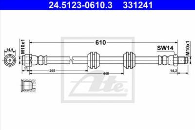 ATE 24.5123-0610.3 - fékcső MERCEDES-BENZ