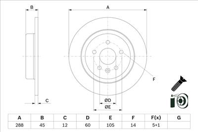 BOSCH 0 986 479 D90 - féktárcsa OPEL VAUXHALL