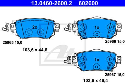 ATE 13.0460-2600.2 - fékbetét NISSAN RENAULT