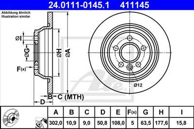 ATE 24.0111-0145.1 - féktárcsa FORD LAND ROVER