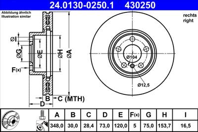 ATE 24.0130-0250.1 - féktárcsa BMW