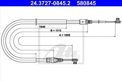 ATE 24.3727-0845.2 - Kézifék bowden PEUGEOT