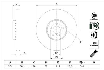 BOSCH 0 986 479 F60 - féktárcsa BMW