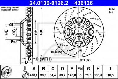 ATE 24.0136-0126.2 - féktárcsa BMW